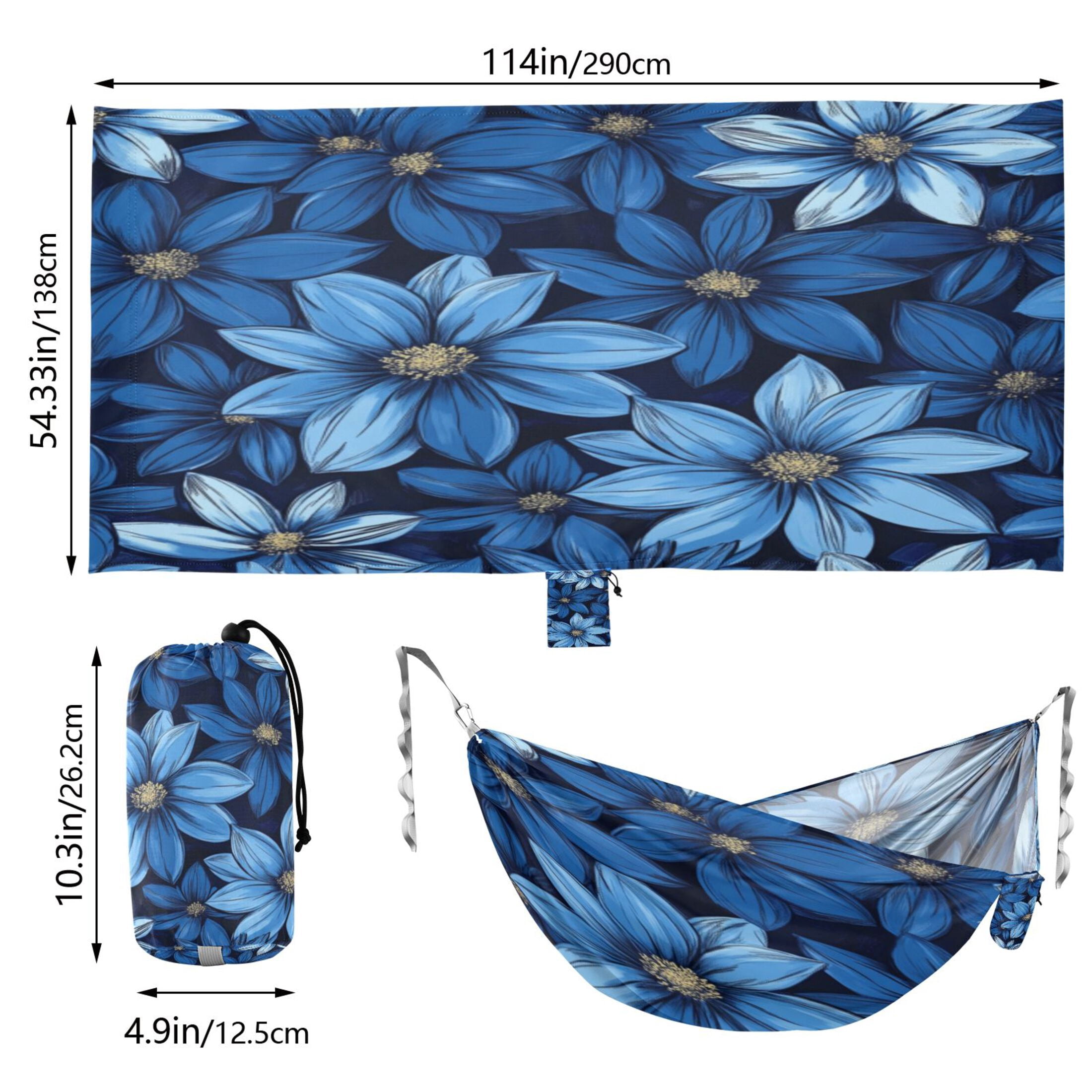 Hammock Camping Hammock Nylon Portable Hammock Travel Camping Hammock Blue Flower