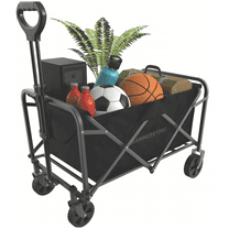 Tzumi Foldable Wagon, 220lbs Capacity Heavy-Duty Collapsible Wagon with Handle Lock and Swivel Wheels