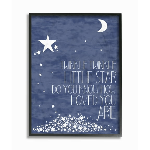 The Kids Room by Stupell Navy Textural Twinkle Little Star Typography Oversized Framed Giclee Texturized Art, 16 x 1.5 x 20