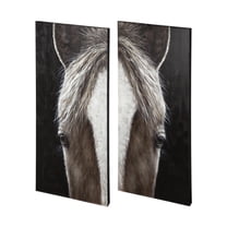 Mercana Equus Diptych 60X60 Horse On Wood Oil Painting in Brown