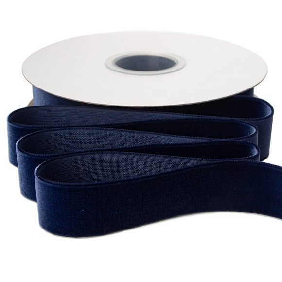 Cinta decorativa Ribbli de terciopelo azul marino, 2,5 cm x 9 m