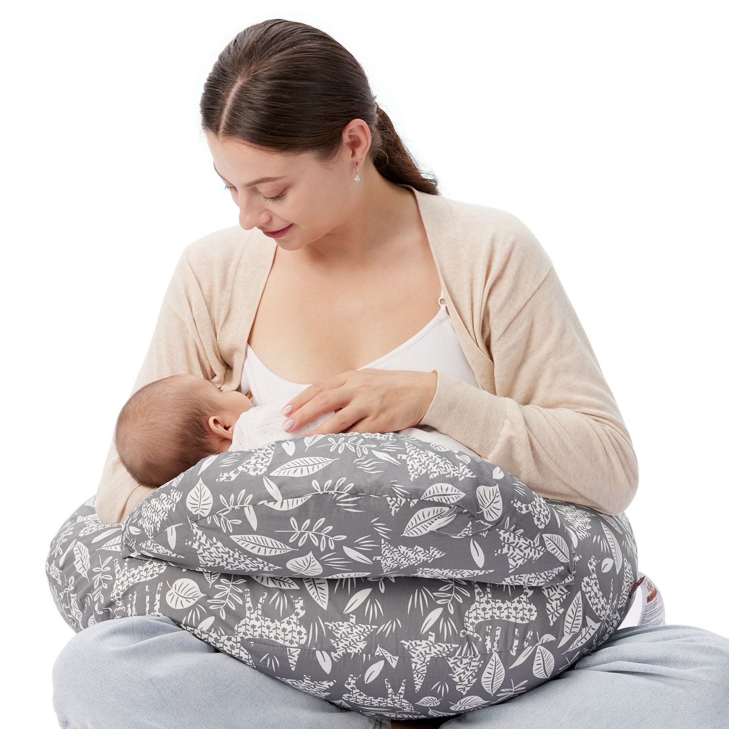 Momcozy Original Coussin d'allaitement, coussin d'allaitement ergonomique avec barrière de sécurité pour bébé - Gazelle