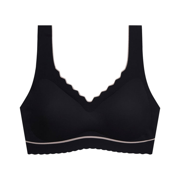 Sports Bras For Women Plus Size Comfort Everyday V Neck Soft Lightweight  Basic Black Sports Bra XL