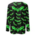 thumbnail image 5 of JULMCOMO Plus Size Halloween Shirts for Women Funny Pumpkin Castle Bat Print Crew Neck Long Sleeve Shirts Holiday Costume Tunic Tops Army Green S, 5 of 5