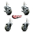 thumbnail image 2 of 3 Inch Gray Poly Wheel Swivel 7/16 Inch Grip Ring Stem Caster Set 2 Brakes, 2 of 2