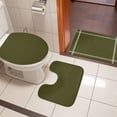 thumbnail image 6 of 3 Piece Bathroom Rug Set, Olive Green Non Slip Bath Mat with Contour Toilet Mat and Lid Cover, Solid Color Absorbent Soft Shower Mats for Bathroom, 6 of 9