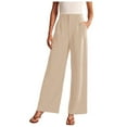 thumbnail image 1 of Women's Wide Leg High Waisted Dress Pants - Work/Business Casual, Flowy Trousers, Polyester/Spandex, Button Closure, Multiple Sizes, 1 of 5