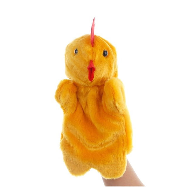 1 marioneta de mano de animal de dibujos animados, adorable muñeca de mano para teatro, muñeco de peluche (gallina)