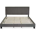 thumbnail image 4 of Homestock Rustic Ranch Button Tufted Bed Frame In Linen With 12 Piece Slat Style, King Size For A Stylish And Comfortable Bedroom Retreat-Color:Stone,Size:King, 4 of 10