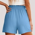 thumbnail image 5 of Aueoeo Women's Casual Linen Drawstring Elastic Waist Long Wide Leg Pants Comfortable Solid Color Loose Summer Shorts,Blue,M, 5 of 9