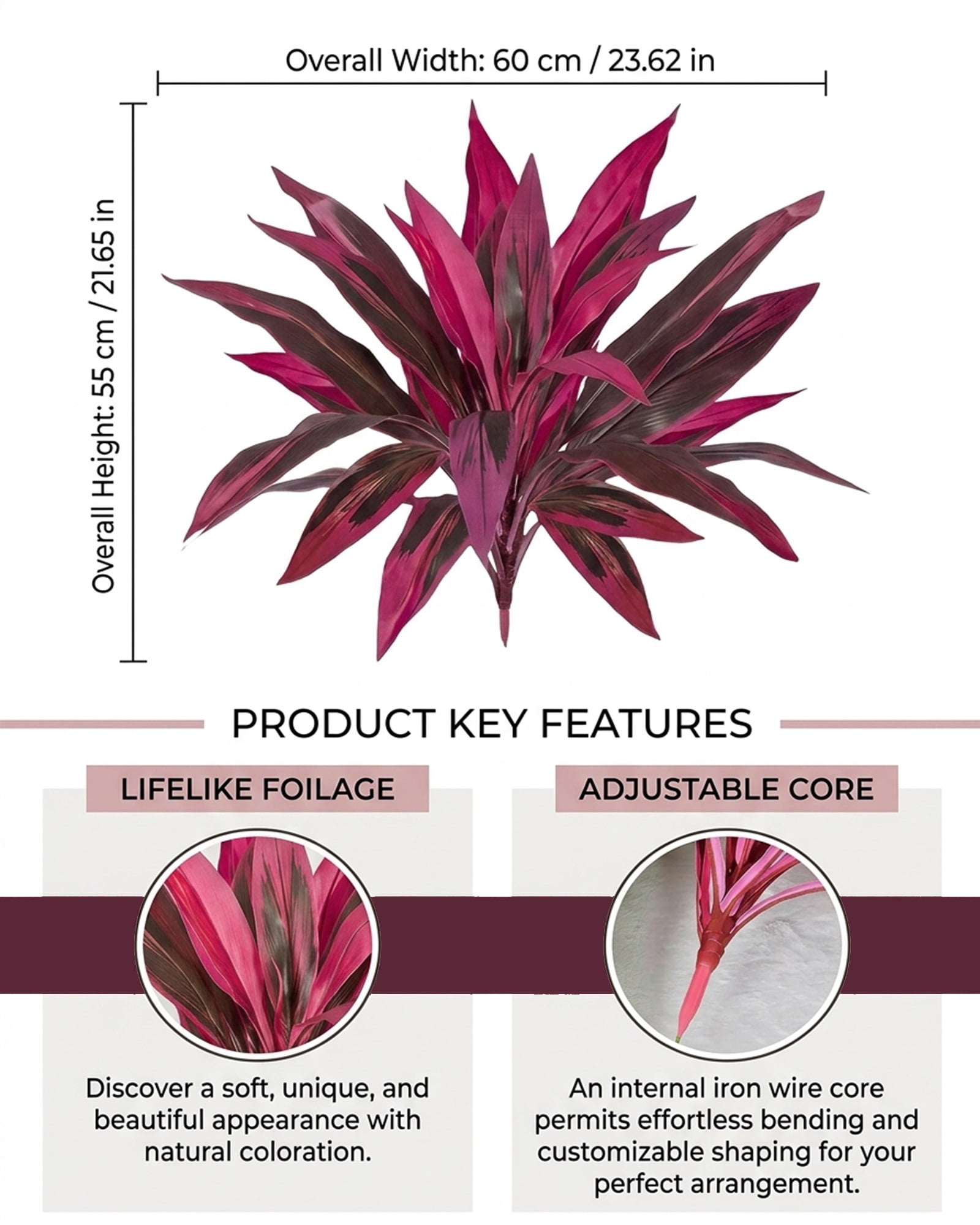 2/4/10 PACK Vibrant Outdoor Ferns Dragons Blood Tree Artificial Fake Flowers Plant for Outdoors Decor Front Porch Patio Tropical Faux Plants That Look Real Decorations for Vase Large Outside