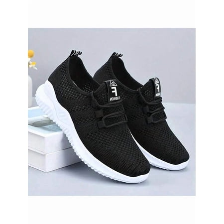 Women’s Four-Season Breathable Knit Sneakers Casual Lace-Up Outdoor Shoes Lightweight Low-Top Running Shoes 2026