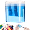 thumbnail image 1 of Yhmxh Sacapuntas de doble orificio, sacapuntas de mano con tapa, mini sacapuntas compactos para lápices de colores con recolector de virutas, lápices estándar para uso en la oficina y el hogar., 1 of 6