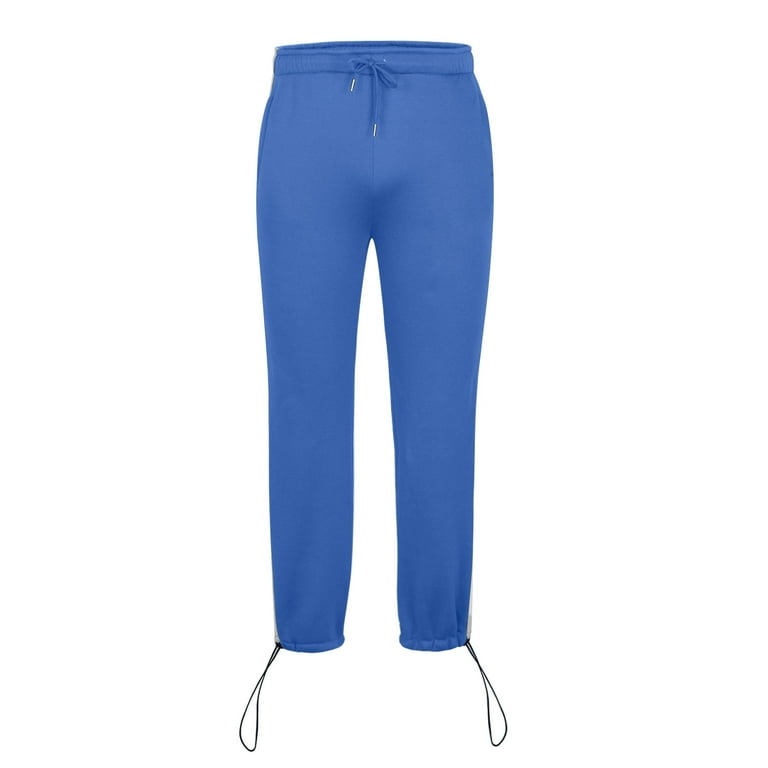 JUUYY Men s Warm up Open Hem Stripes Tracksuit Pants Casual Athletic Pants Workout Running Training Jogging Gym Trouser Full Length Pants Blue L Walmart