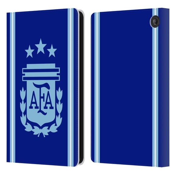 Head Case Designs Officially Licensed Argentina National Football Team 2024/25 Crest Kit Away Leather Wallet Case Compatible with Amazon Fire 7 2022