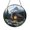 Acrylic 3.5 Inch, variant on Mountain Log Cabin Stained Glass Suncatcher with Woodland Landscape Design, Round Window Hanging Rustic Decor