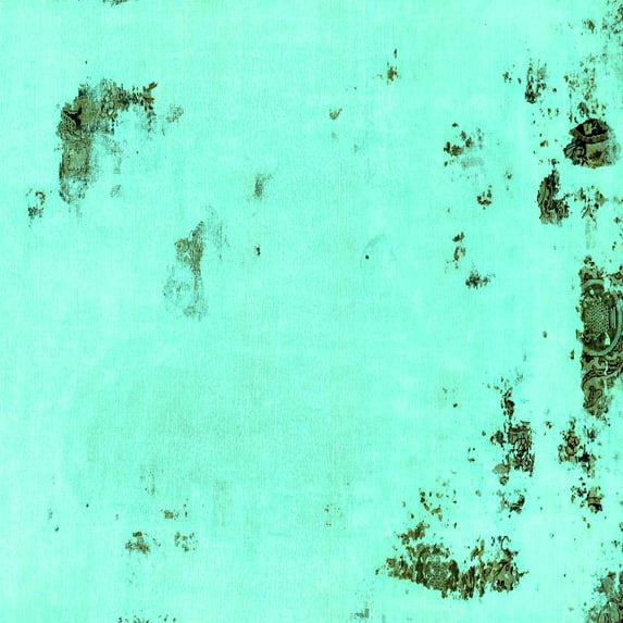 Ahgly Company Machine Washable Indoor Square Abstract Turquoise Blue Modern Area Rugs, 3' Square