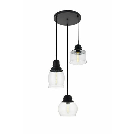 Elegant Lighting Ld2239 Kenna 3 Light 17 Wide Multi Pendant With Clear Gl Elegant Lighting Ld2239 Kenna 3 Light 17 Wide Multi Pendant With Clear Gl