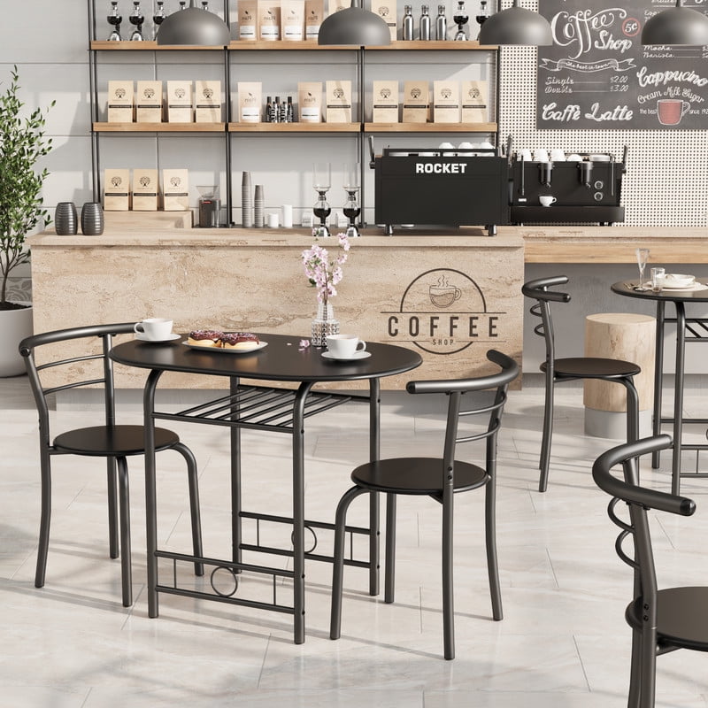 Lacoo 3-Piece Small Dining set, Table and Chair Set for 2 ,for Living Room, Dining Room, Kitchen, Black