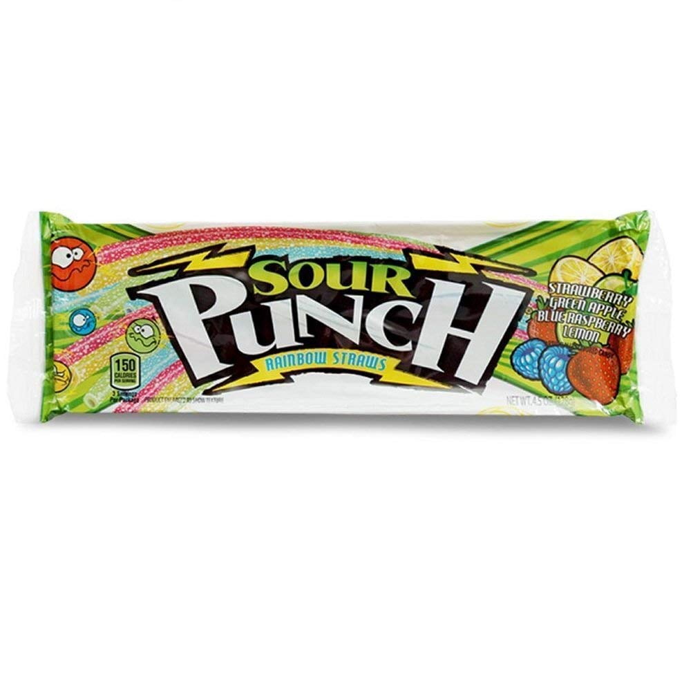 Sour Punch Straws Chewy Rainbow Candies, 4.5 Oz.