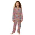 thumbnail image 2 of WOYY Girls 2-Piece Pajamas Bow Print Long Sleeve Button Front Top Pants PJ Set, Sizes 3-14, 2 of 4