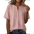 thumbnail image 6 of GUACER Tops for Women Button Down Short Sleeve Henley Shirt, Summer Loose Fit Casual Blouse, 6 of 6