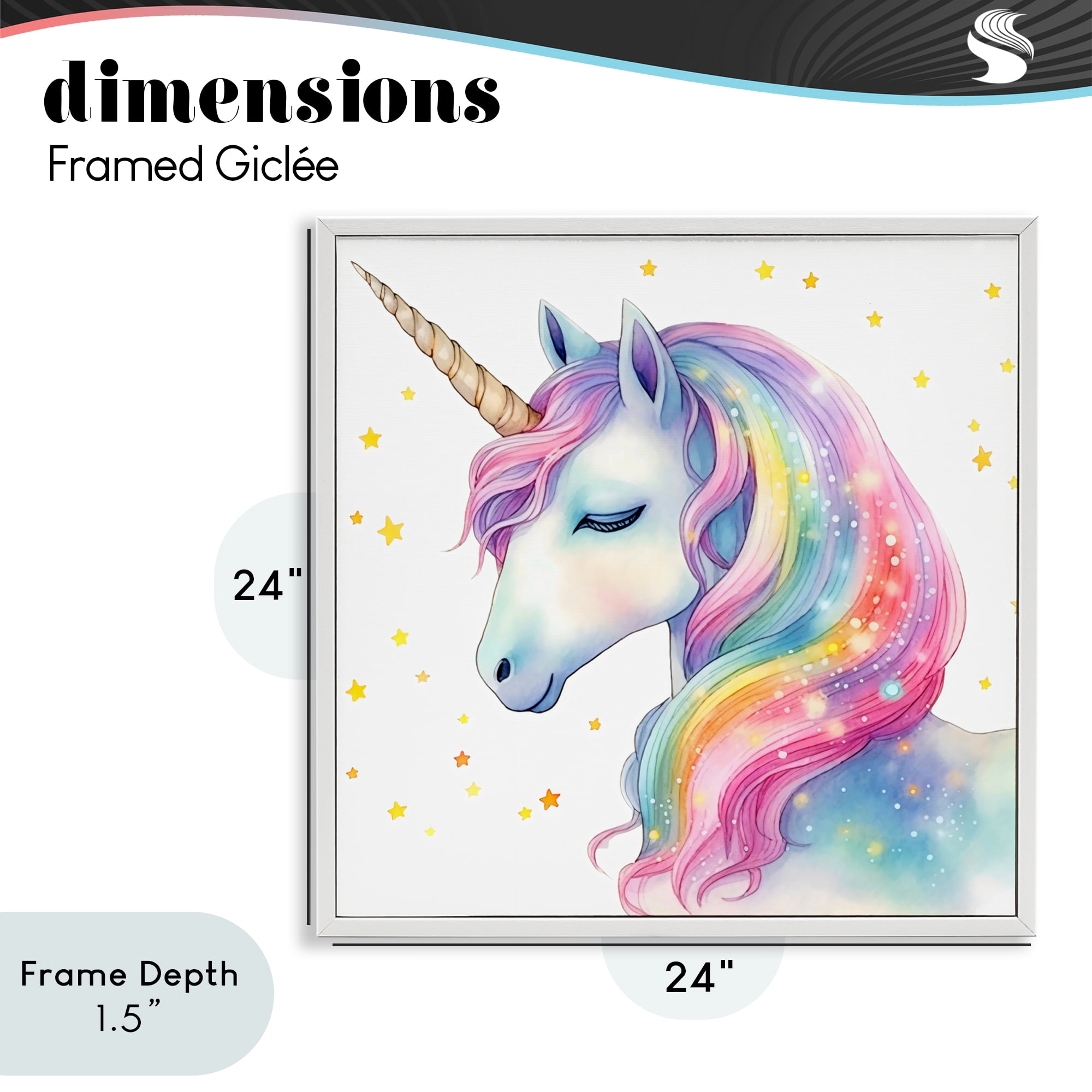 Stupell Industries Enchanted Rainbow Mane Unicorn White Framed Giclee Art, design by Creative Studio
