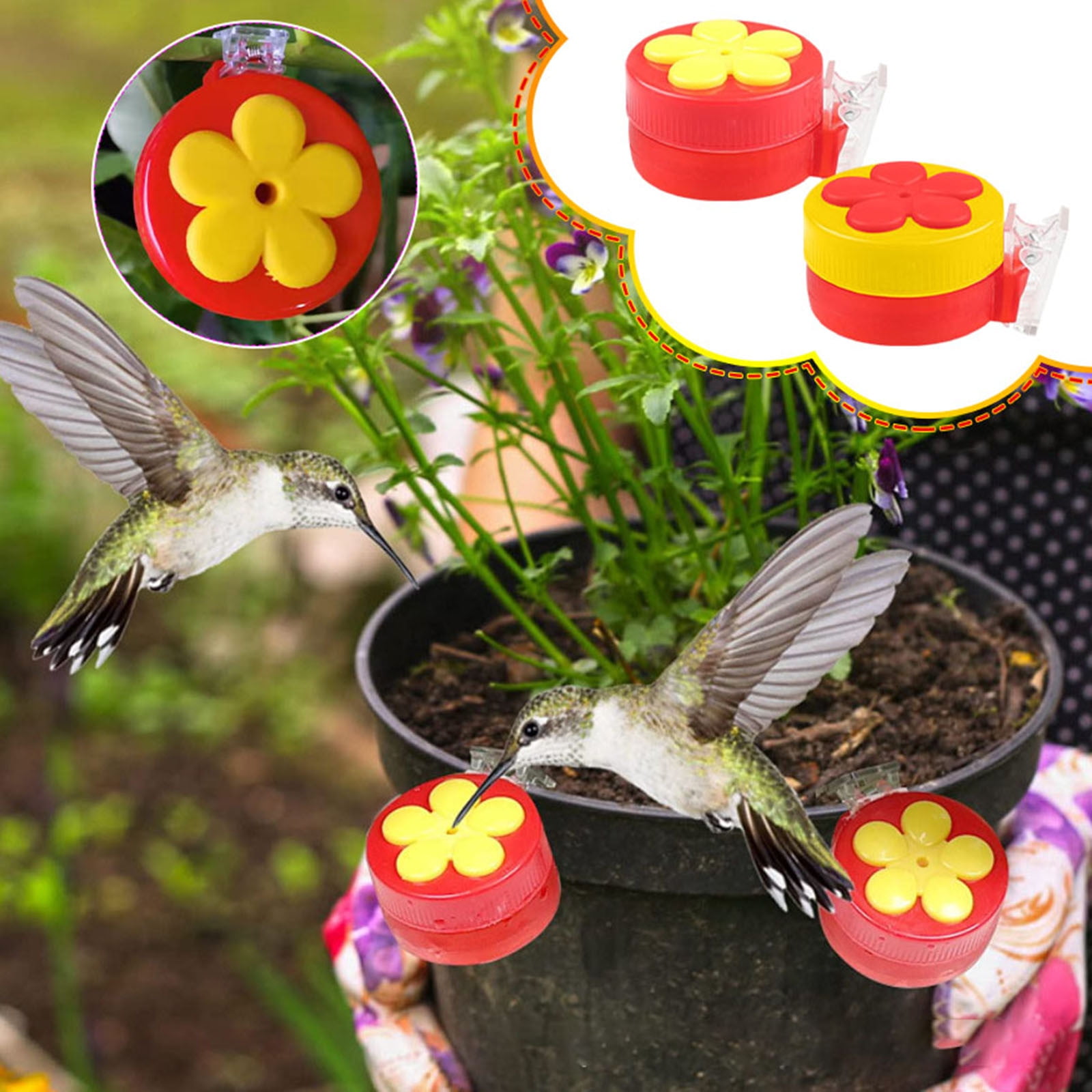 2Pcs Outdoor Handheld Hummingbird Feeder Garden Plastic Birds Feeder Tools 