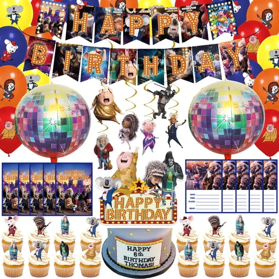 68Pcs Sing Music Theme Birthday Party Decorations,Party Supplies Includes Banner,Hanging Swirls,Foil Balloon,Cake Topper, Cupcake Toppers, Balloons, Invitation Cards for Kids Girls Boys Party Favors