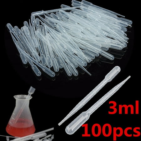 - 100Pcs 3ML Disposable Plastic Eye Dropper Set Transfer Graduated Pipettes,White