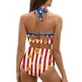 thumbnail image 3 of SEANATIVE Two-Piece Womens Swimsuit Bikini Size 2XL Elastic Halter Swimwear 4 of July Sunflower American Flag Monokini Bathing Suits for Women, 3 of 5