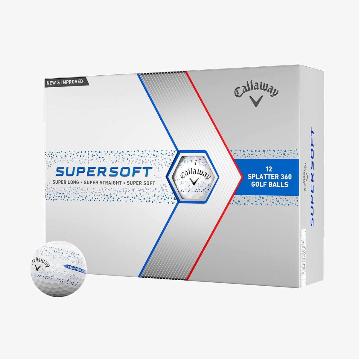 (4 pack) Callaway Golf 2023 Supersoft Splatter Blue Golf Ball 12pk