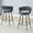Dark Gray Seat & Black Iron Frame, variant on 360° Free Rotation Modern Bar Stools with Breathable Linen Cushions for Kitchen or Dining Seating, Set of 2