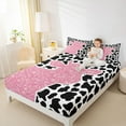 thumbnail image 4 of Feelyou Glitter Pink Cow Queen Sheet Sets for Teen, Fashion Cow Print Flat Sheet, Polkadots Artwork Queen Fitted Sheet, Ultra Soft Bedroom Decor, 4-Piece, 4 of 7