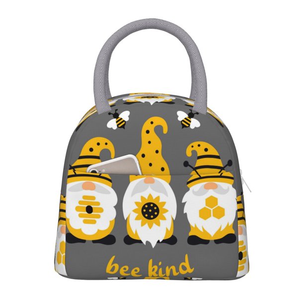 Easygdp Bee Kind Bolsa de Almuerzo Insulada Grande, Forro de Aluminio, Diseño Espacioso, a Prueba de Fugas, Ideal para Trabajo, Picnics, Viajes y Actividades al Aire Libre