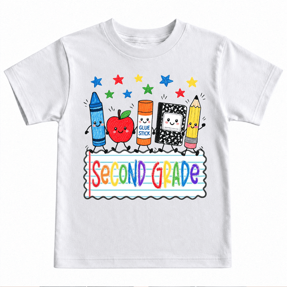 Godmerch Second Grade Shirt for Kids Cute Happy Classroom Characters Back to School Graphic T Shirt