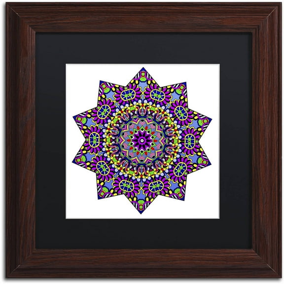 Trademark Fine Art "Shining Mandala in Purples" Canvas Art by Kathy G. Ahrens, Black Matte, Wood Frame