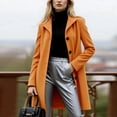 thumbnail image 3 of Women's Fashion Single-Breasted Trench Coat - A-Line Solid Color Long-Sleeved Fall Winter Jacket, Yellow, XXL, 3 of 4