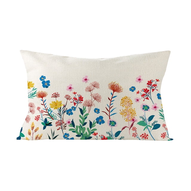 asddcavvf Farmhouse Pillow Covers 19.6x11.8in Hello Spring Flower Grey And White Cushion Case Spring Decorations For Sofa Couch 1PCS