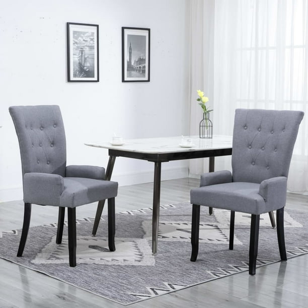 Dining Chair With Armrests Light Grey, Head Of Table Dining Room Chairs Grey Fabric