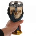 thumbnail image 4 of Copa decorativa de acero inoxidable con forma de calavera 3D para vino, cerveza, bar, pub, copa gótica azul, 4 of 5