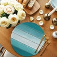 thumbnail image 2 of Teal Turquoise Round 15 Inch Placemats Set of 6, Farmhouse Abstract Gradient Wooden Plank HeatResistant Non Slip Place Mats for Dining Table, Wipeable Braided Kitchen Table Mats for Housewarming, 2 of 9