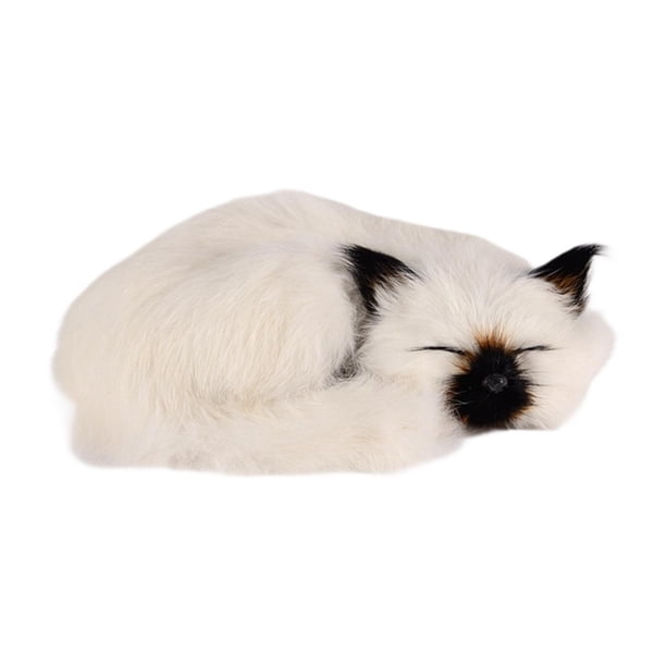 Lindo juguete de peluche de gato, cómodo y suave, decoración del hogar realista. Blanco
