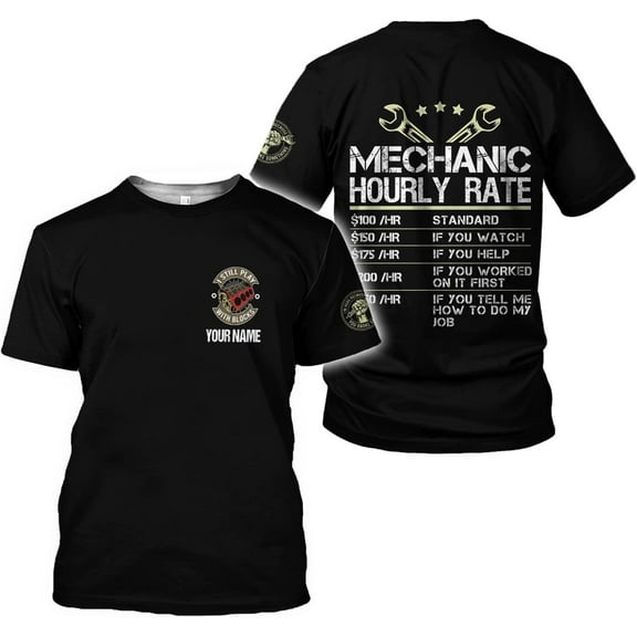 Personalized American Mechanic Shirt Custom Name Tool Box Garage Unisex 3D All Over Printed T Shirt (S)