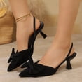 thumbnail image 6 of Generic Pointed Bow Slingback Pumps for Women, Faux Suede Kitten Heels with Adjustable Strap for Office and Party Wear, 6 of 7