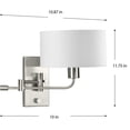 thumbnail image 3 of Carrick Collection One-Light Brushed Nickel Summer Linen Shade Transitional Wall Light, 3 of 6
