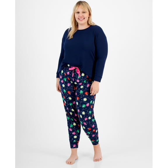 Jenni Plus Size Long Sleeve Mix It Packaged Pajama Set, Created for Macy's