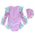 thumbnail image 4 of JTieacloth Children's Swimsuit Girls' Swimsuit Small Medium And Large Girls' Sun Long Sleeved Colorful Ruffled Swimsuit (3 14 Years Old),Sizes 9-11 Years, 4 of 4