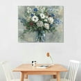 thumbnail image 3 of JRXY Flower Painting Canvas Wall Art: Abstract Floral in Vase Picture Gold Foils Vintage White Rose Print Blossom Bouquet Artwork Decor for Bedroom Living Room Office 20x16in, 3 of 5