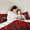 thumbnail image 5 of Feelyou Red Game Console Queen Comforter Set for Kids, Cartoon Gamepad Lover Bedding Sets, Fashion Square Abstract Reversible Bedding Comforter Set, Breathable Home Decor, 3-Piece, 5 of 8